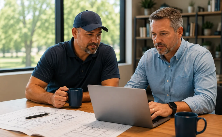 Small-business owner discussing plans with a Waypoint advisor